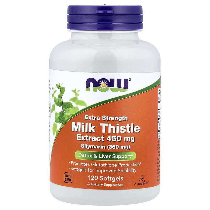 NOW Foods, Silymarin Milk Thistle Extract, Extra Strength, 450 mg, 120 Softgels