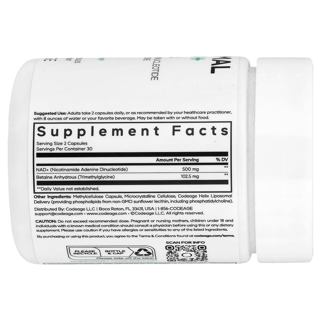 Codeage, Eternal, Liposomal NAD+, 60 Vegetable Capsules