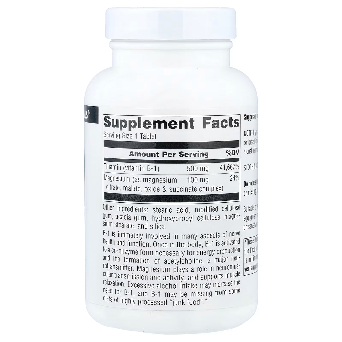 Source Naturals, Vitamin B-1, High Potency , 500 mg, 100 Tablets