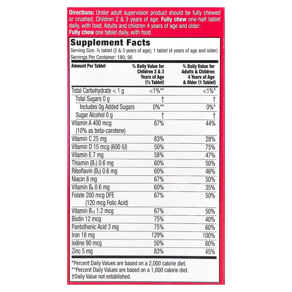 Flintstones, Children's Multivitamin, + Extra Iron, 90 Chewable Tablets