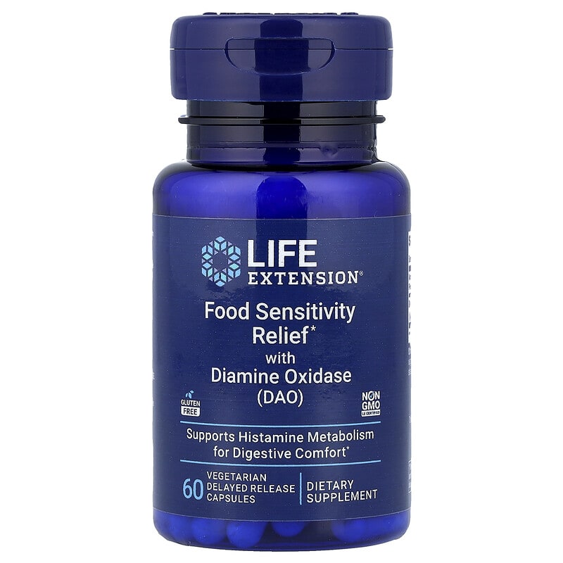 Life Extension, Food Sensitivity Relief with diamine oxidase (DAO), 60 Vegetarian Delayed Release Capsules (4.3 mg per Capsule)