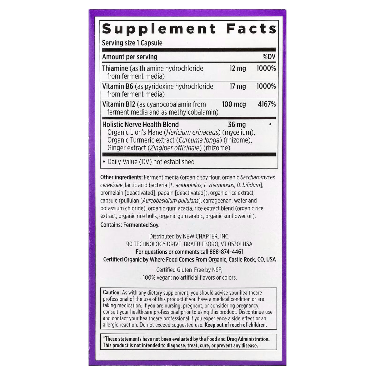 New Chapter, Holistic Nerve Health, 30 Capsules