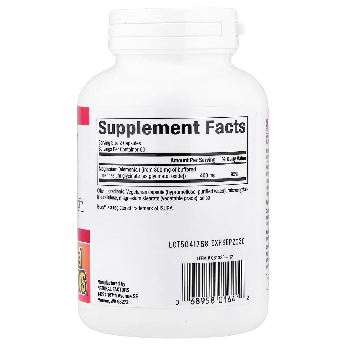 Natural Factors, Magnesium Glycinate, 200 mg, 120 Vegetarian Capsules