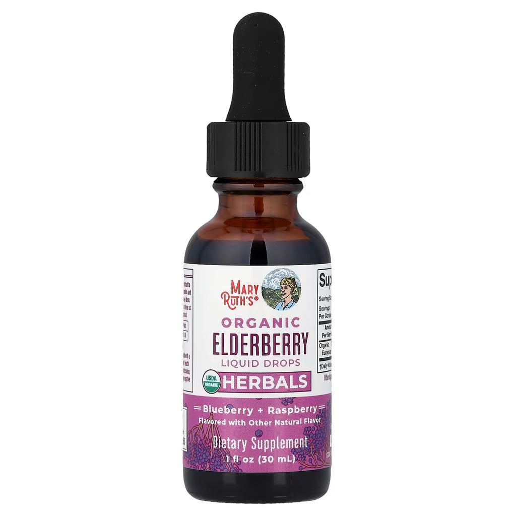 MaryRuth's, Organic Elderberry Liquid Drops, Blueberry + Raspberry, Alcohol Free, 1 fl oz (30 ml)