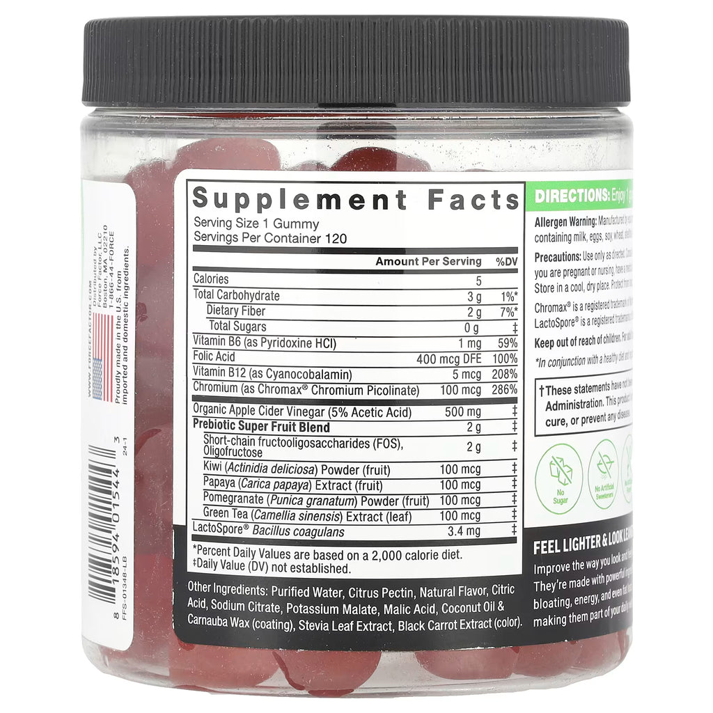 Force Factor, ProbioSlim®, Keto ACV Gummies, Apple, 120 Gummies