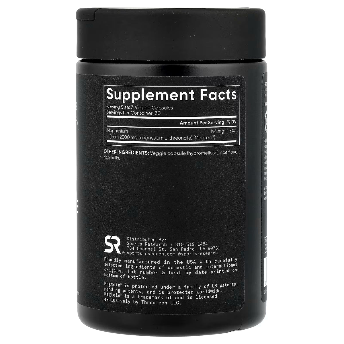 Sports Research, Magtein®, Magnesium L-Threonate, 90 Veggie Capsules (666 mg per Capsule)