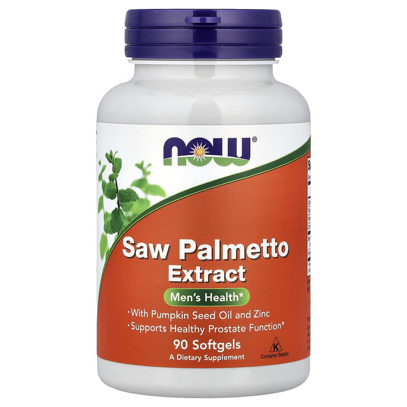 NOW Foods, Saw Palmetto Extract with Pumpkin Seed Oil and Zinc, 160 mg, 90 Softgels