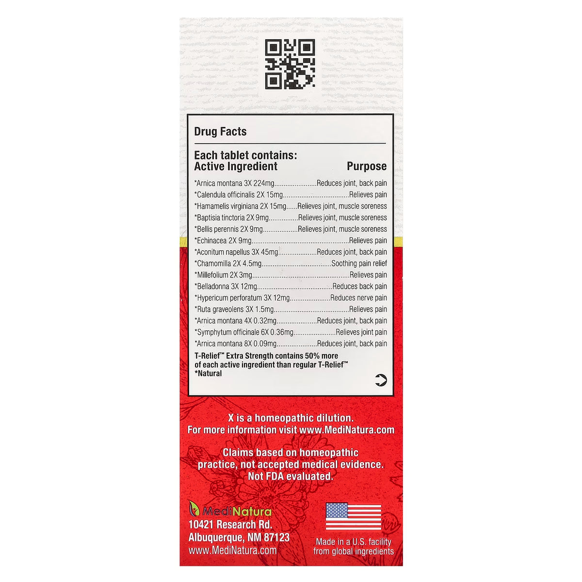 MediNatura, T-Relief, Arnica +12, 100 Tablets