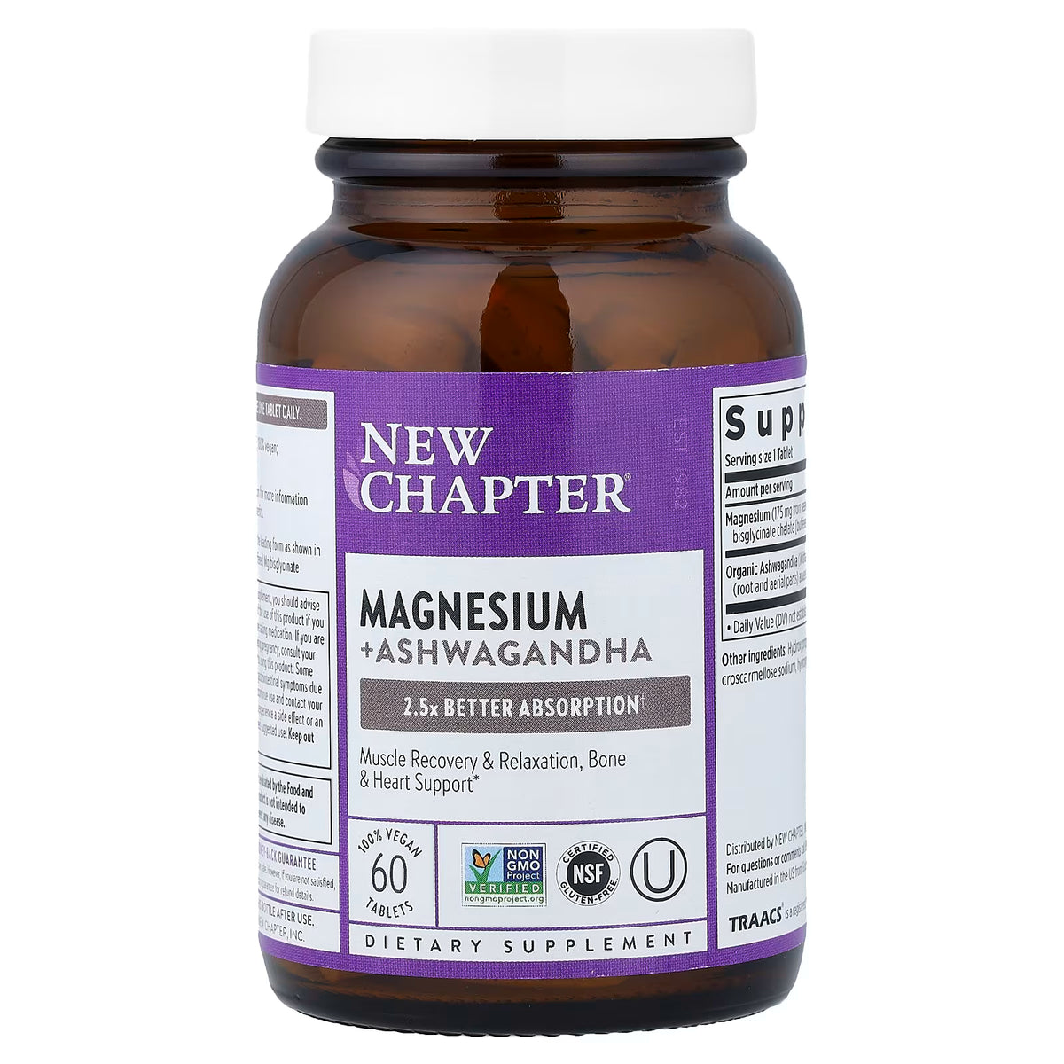 New Chapter, Magnesium + Ashwagandha, 60 Vegan Tablets