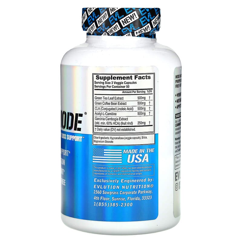 EVLution Nutrition, LeanMode, Stimulant Free Weight Loss Support, 150 Veggie Capsules