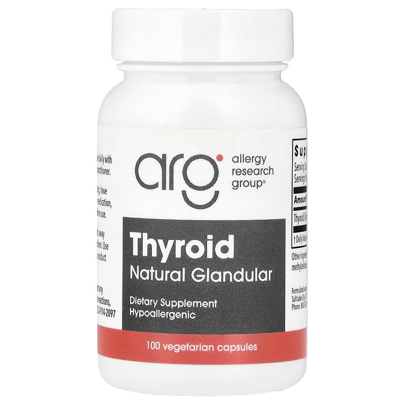 Allergy Research Group, Thyroid, Natural Glandular, 40 mg, 100 Vegetarian Capsules
