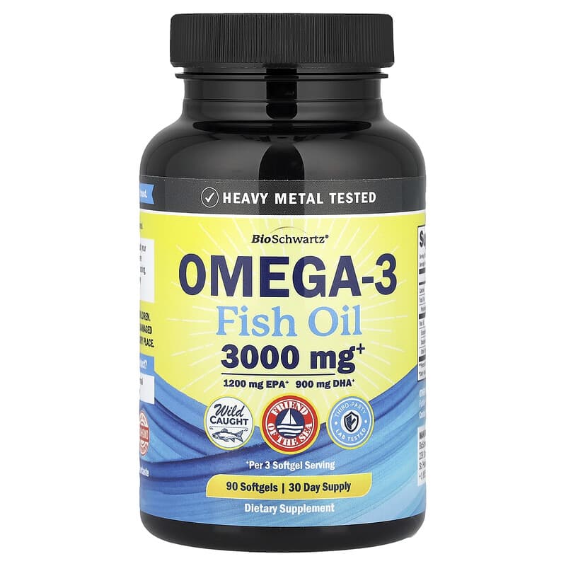 BioSchwartz, Omega-3 Fish Oil, Lemon, 3,000 mg, 90 Softgels