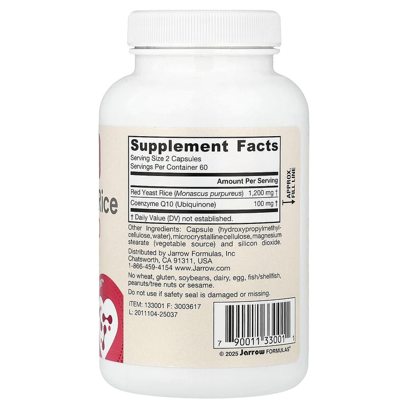 Jarrow Formulas, Red Yeast Rice + CoQ10, 120 Veggie Capsules