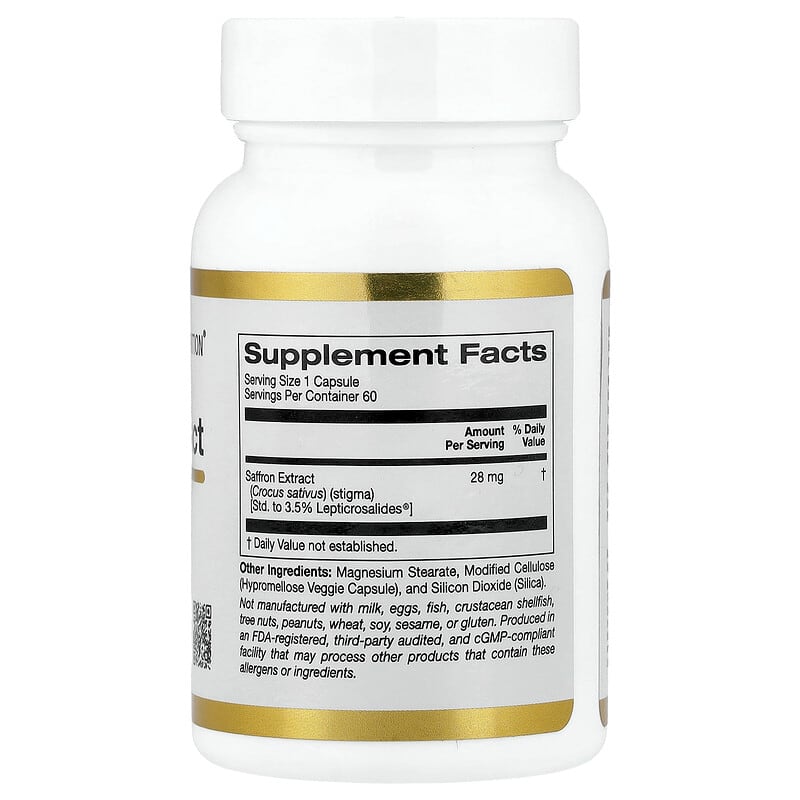 California Gold Nutrition, Saffron Extract with Affron, 28 mg, 60 Veggie Capsules