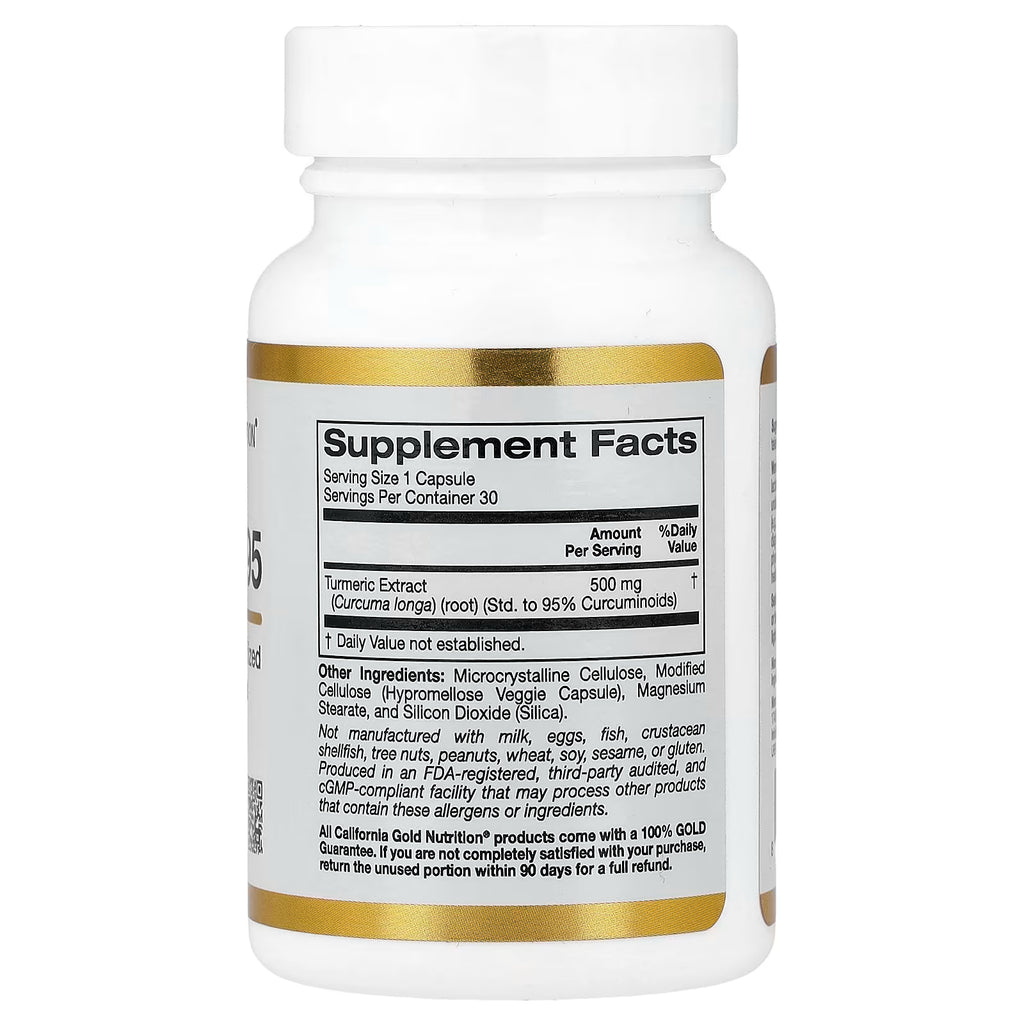 California Gold Nutrition, Curcumin 95, 30 Veggie Capsules (500 mg per Capsule)