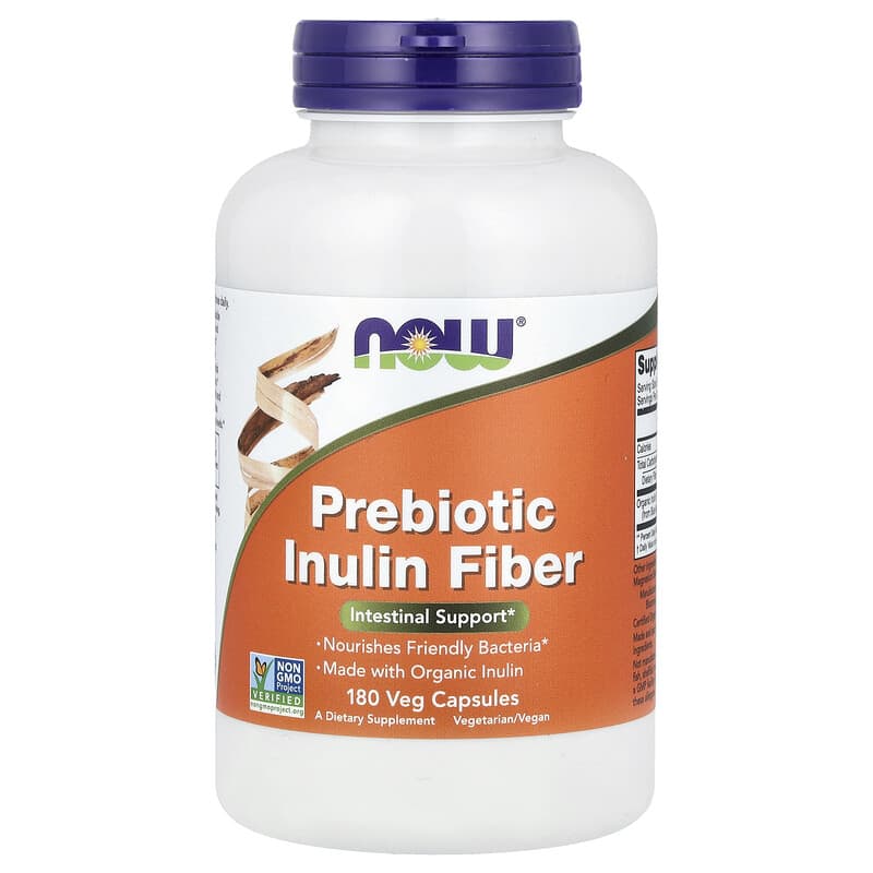 NOW Foods, Prebiotic Inulin Fibre, 180 Veg Capsules (650 mg per Capsule)
