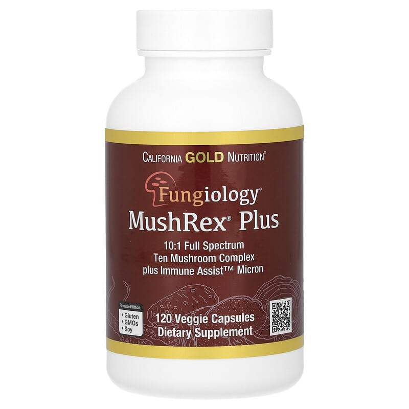 California Gold Nutrition, Fungiology, MushRex Plus, Full-Spectrum and Lion's Mane, 120 Plantcaps