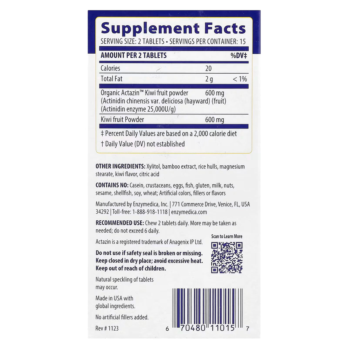 Enzymedica, Kiwi Regularity, Kiwi, 30 Tablets