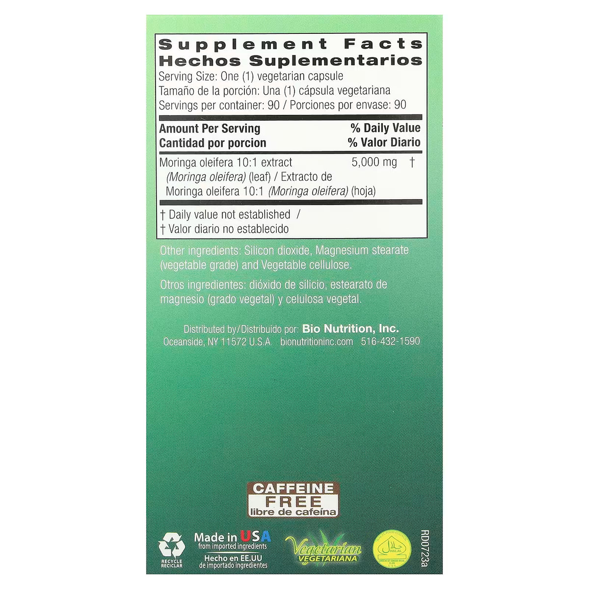 Bio Nutrition, Moringa 5,000, 5,000 mg, 90 Vegetarian Capsules