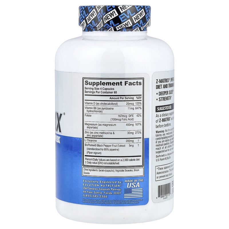 EVLution Nutrition, Z-Matrix®, Recovery & Sleep Complex, 240 Capsules