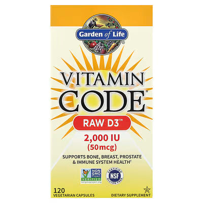 Garden of Life, Vitamin Code®, RAW D3™, 120 Vegetarian Capsules