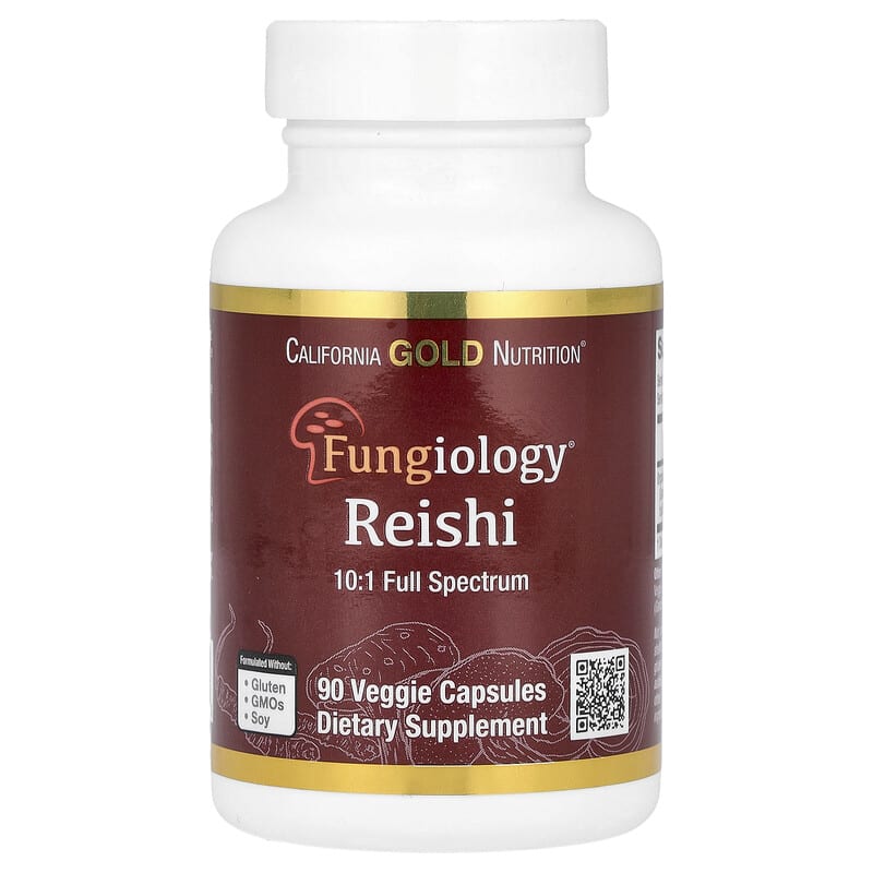 California Gold Nutrition, Reishi (Ganoderma lucidum), Full Spectrum, Certified Organic, 90 Veggie Capsules (600 mg Per Veggie Capsule)