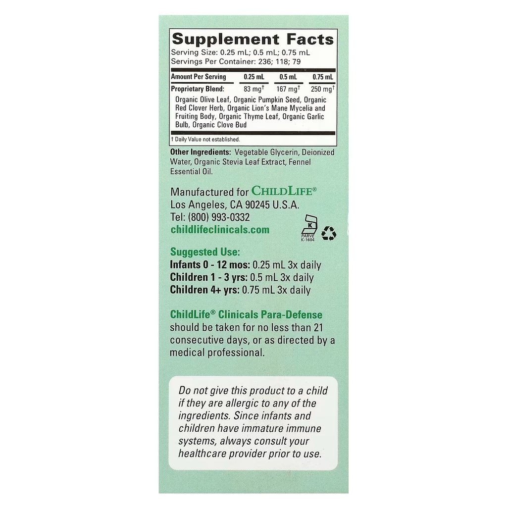 ChildLife Clinicals, Para-Defense, Healthy Intestinal Microbiome, 2 fl oz (59 ml)