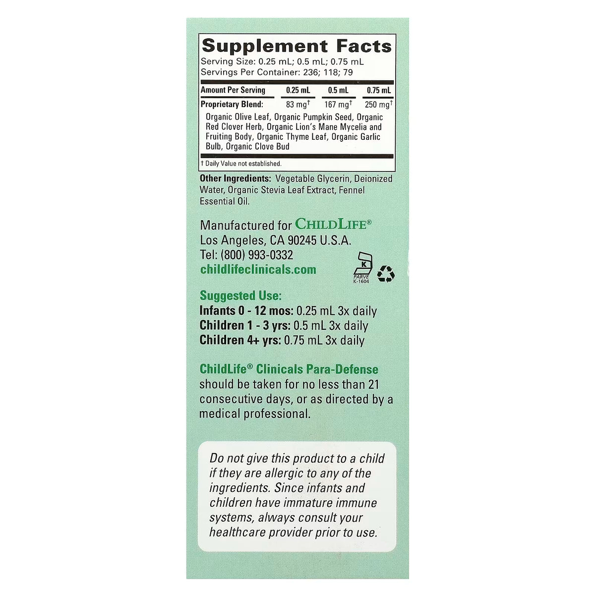 ChildLife Clinicals, Para-Defense, Healthy Intestinal Microbiome, 2 fl oz (59 ml)