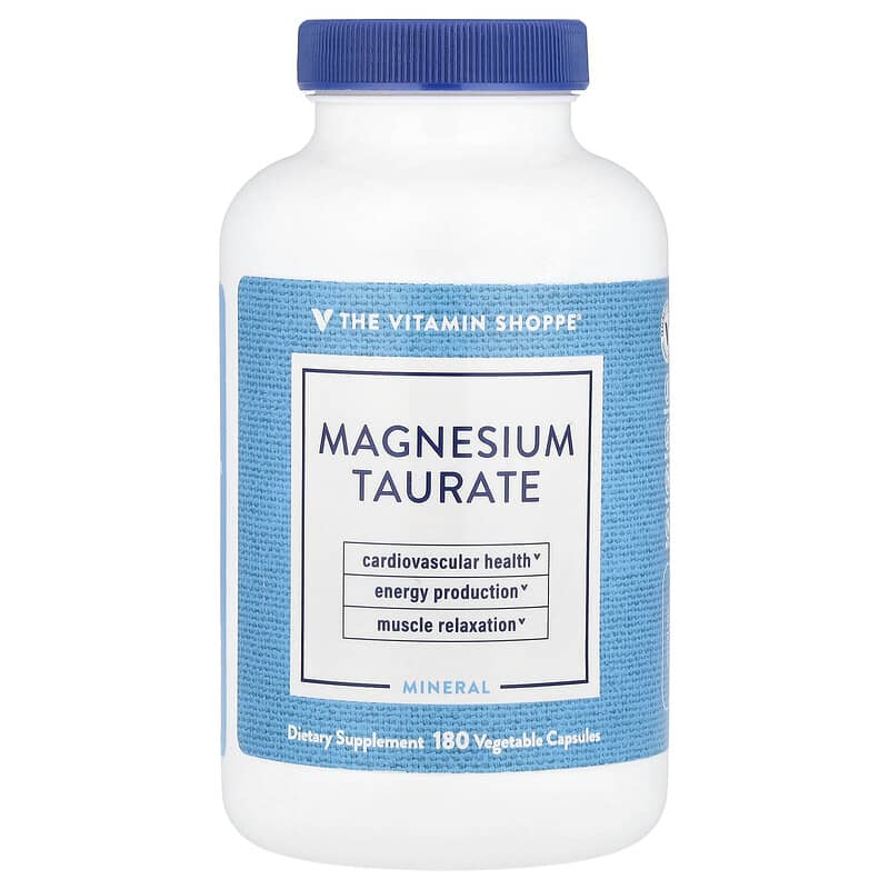 The Vitamin Shoppe, Magnesium Taurate, 180 Vegetable Capsules (62.5 mg per Capsule)