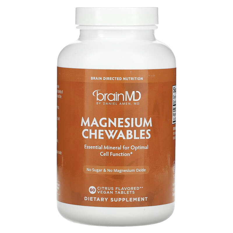 BrainMD, Magnesium Chewables, Citrus, 150 mg, 60 Vegan Tablets