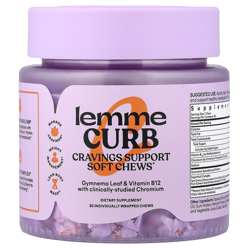 Lemme, Curb, Cravings Support, Mixed Fruit, 30 Individually Wrapped Chews