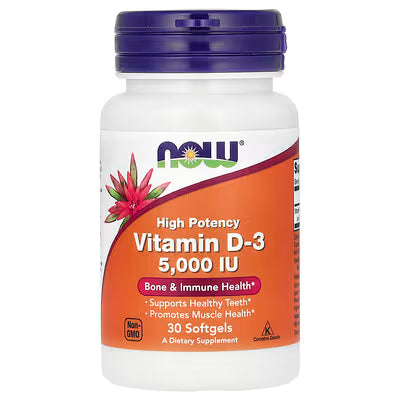 NOW Foods, Vitamin D-3, High Potency, 5,000 IU, 30 Softgels