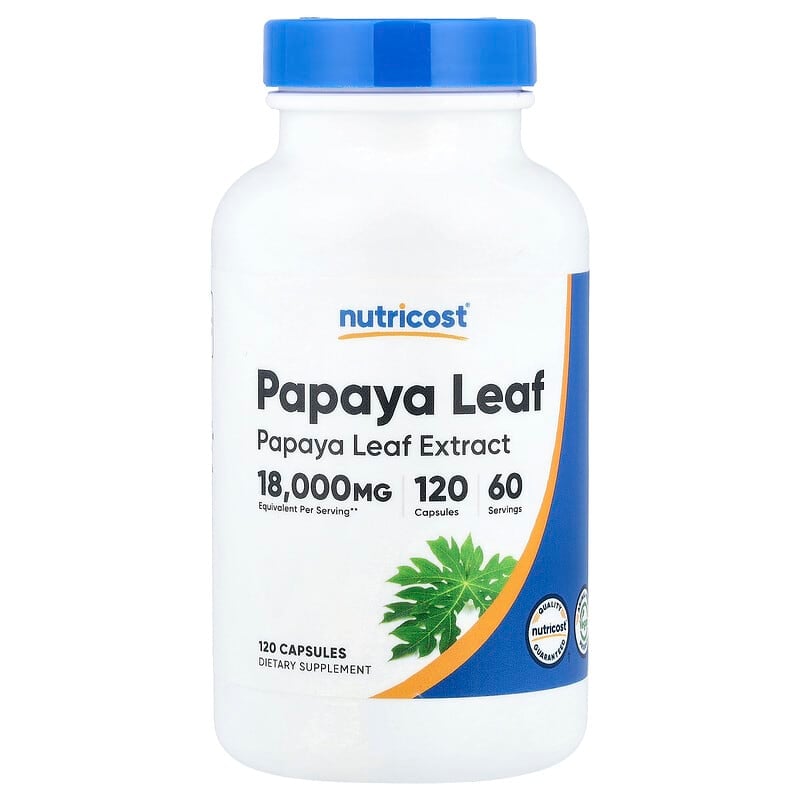 Nutricost, Papaya leaf, 120 capsules (600 mg per capsule)
