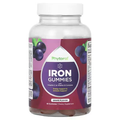 Phytoral, Iron Gummies with Vitamin C & Vitamin B Complex, Grape, 60 Gummies