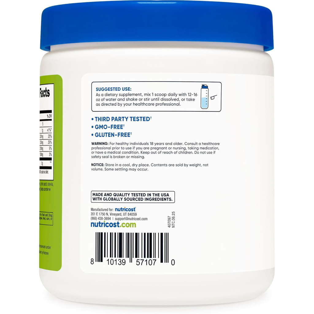 Nutricost BHB Salts Drink Mix (30 Servings, Green Apple Flavored) (5G BHB Per Serving) - 0G Total Sugars, Vegetarian Product