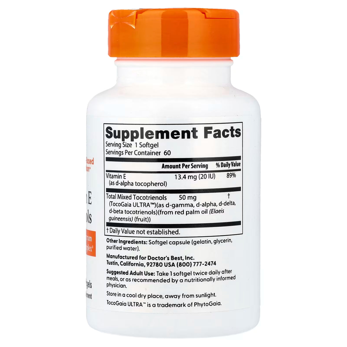 Doctor's Best, Vitamin E Tocotrienols, 60 Softgels