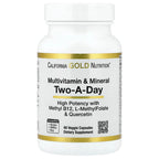 California Gold Nutrition, Multivitamin and Mineral with Methyl B12, Vitamin C, L-methyl folate and Quercetin, Two-A-Day, 60 Veggie Capsules