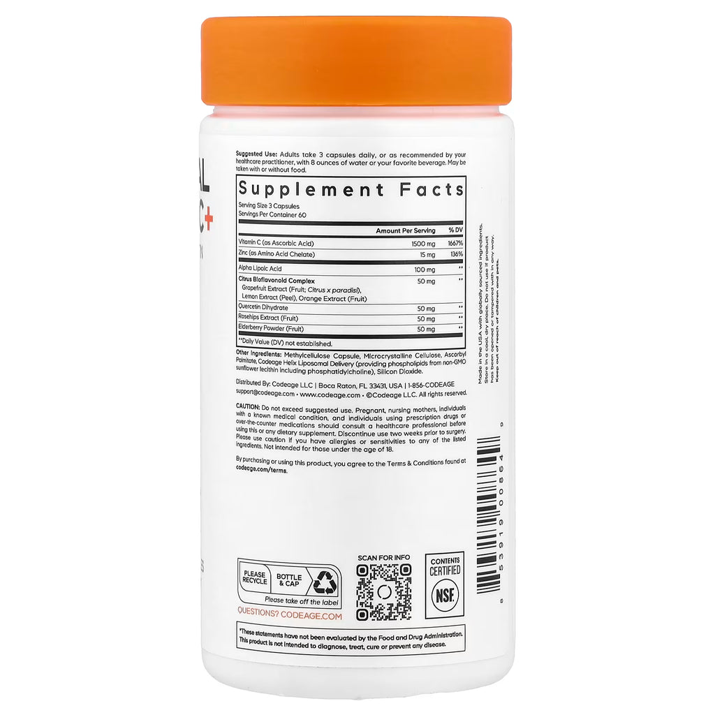Codeage, Liposomal Vitamin C+, 180 Vegetable Capsules