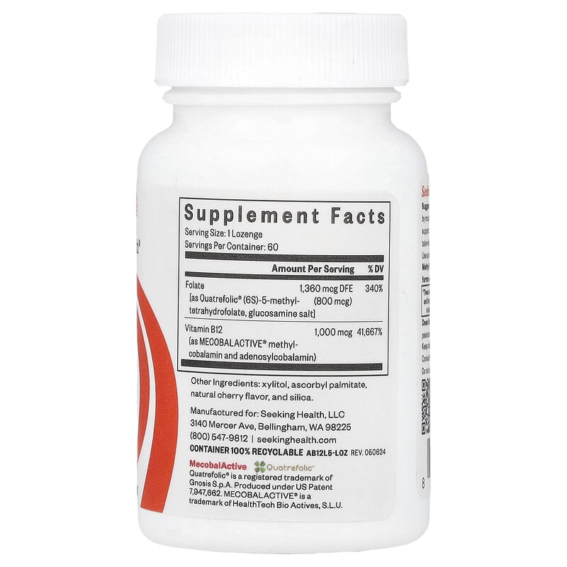 Seeking Health, Methyl B12 with L-Methylfolate, 60 Lozenges