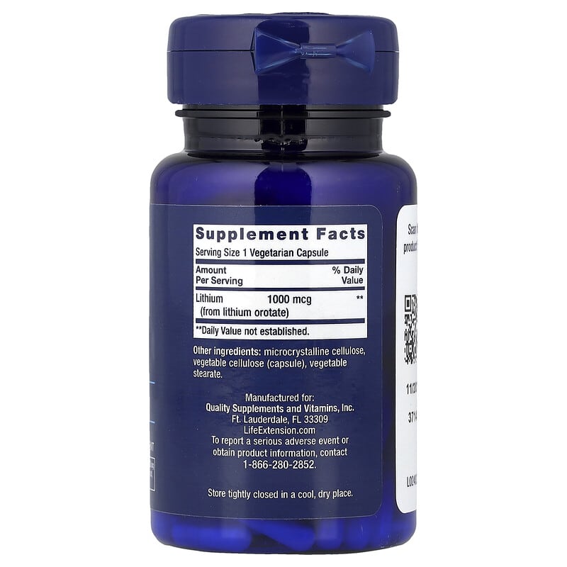 Life Extension, Lithium, 1,000 mcg, 100 Vegetarian Capsules