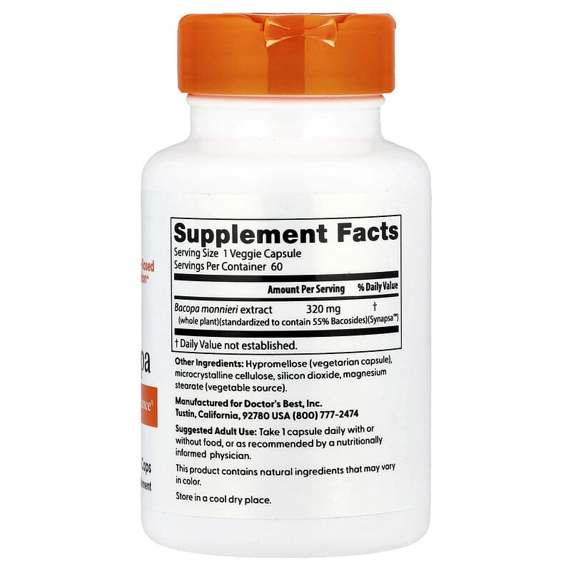 Doctor's Best, Bacopa, 320 mg, 60 Veggie Caps