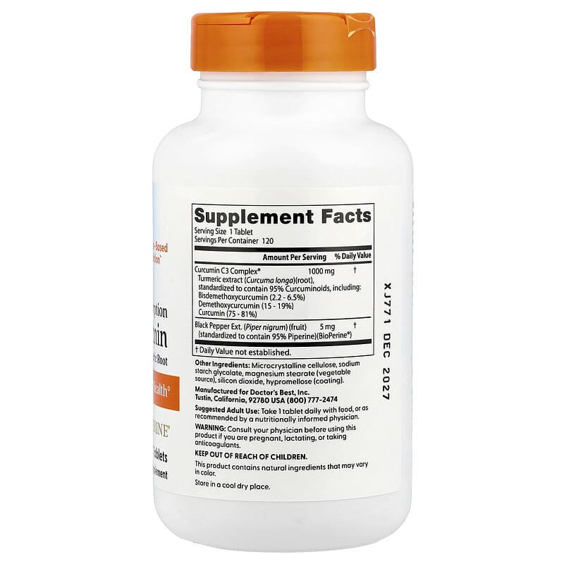 Doctor's Best, High Absorption Curcumin, 120 Tablets
