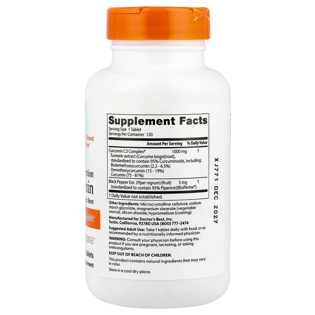 Doctor's Best, High Absorption Curcumin, 120 Tablets