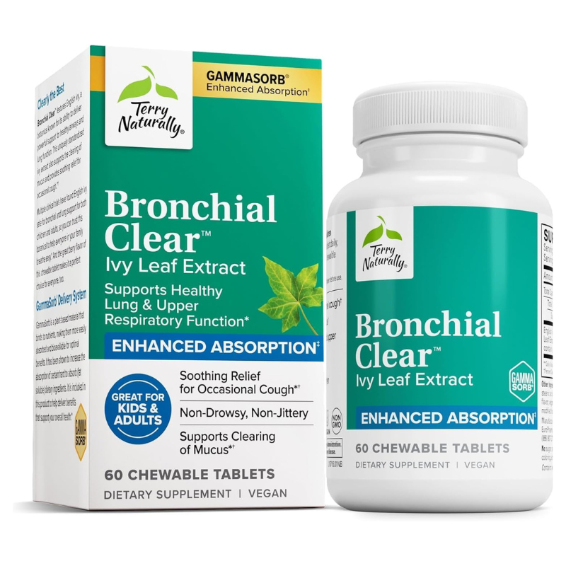 Terry Naturally, Bronchial Clear™, Ivy Leaf Extract, 60 Chewable Tablets (50 mg per Tablet)